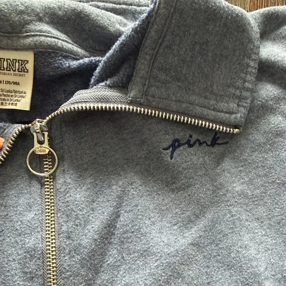Victoria secrets Pink Blue and Gray Quarter-Zip Pullover - Picture 3 of 4